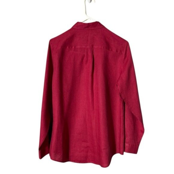 Womens Linen Button Up Top Blouse Medium Beachy Lagom Quiet Luxury Minimalist - Picture 3 of 7